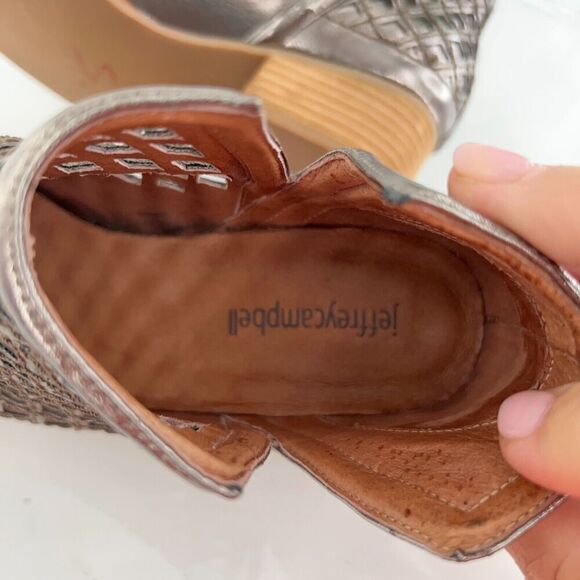 Jeffrey Campbell Women Taggart Boot Size 6.5 Silver Leather Lattice Cutout Boho - Picture 13 of 14